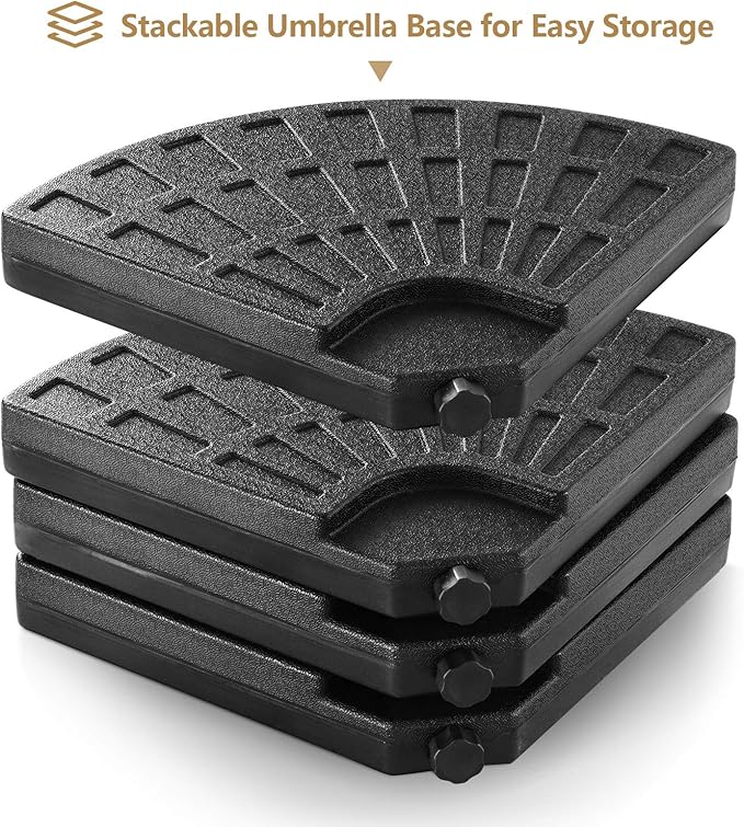 Giantex 4-Piece Cantilever Umbrella Base, 203 lbs Patio Offset Umbrella Base, Sand & Water Filled, Round Outdoor Market Umbrella Weights with Carry Handles for Garden Backyard Poolside