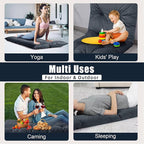 HOMBYS Floor Lounger Pillow Foldable and Tufted Design Long Floor Cushion for Yoga, Reading, Sleeping, Meditation, Elastic Band for Roll Up and Easy Storage, Machine Washable, Dark Grey, 74"x27"