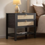 SICOTAS Nightstands Set of 2 for Bedroom, Bedside Tables with Drawer & Open Shelf, Modern Boho Nightstand Set for Master Bedroom