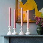 10" Candle Sticks, Ribbed Taper Candles, 2 Pink Shades, 4-Pack, Unscented