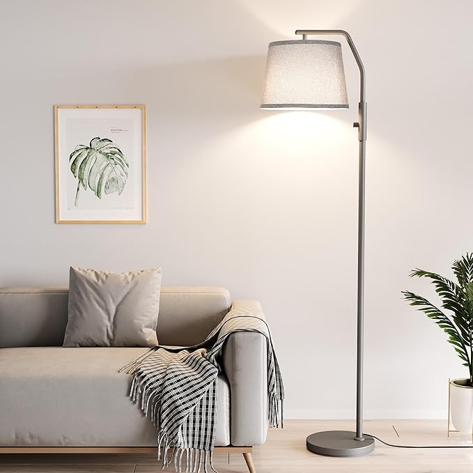SUNMORY Floor Lamps for Living Room, 12W Bulb Included, Tall Lamp for Bedroom with Adjustable Head, Modern Standing Lamp, 0-100% Dimmable Arc Floor Lamp for Dining Room Office Nursery, Galaxy Gray