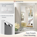 Keonjinn Silver Bathroom Mirror 60” x 40” Large Wall Rectangle Mirror for Bathroom Square Corner Metal Framed Farmhouse Mirror Decorative Rectangular Vanity Mirror for Over Sink(Horizontal/Vertical)