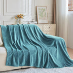 NEWCOSPLAY Super Soft Twin Blanket Dark Blue Premium Silky Flannel Fleece Leaves Pattern Lightweight Bed Blanket All Season Use (Dark Blue, Twin(60"x80"))