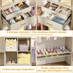 Armocity 8FT Closet System, 96 inches Closet Organizer System with Drawers, Closet Systems for Walk-in Closet, Built in, Greige Oak