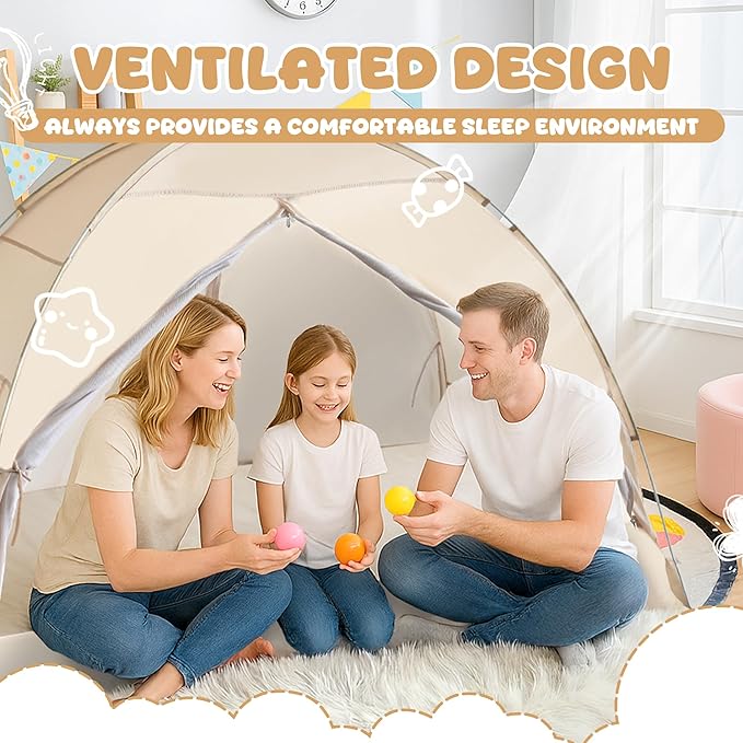 LEEDOR Bed Canopy for Kids/Adults,Mosquito Net & Privacy Tent 2-in-1 Bed Tent,Air Ventilation Mesh & Blackout Cloth Double Design Dream Tent,Indoor Safety Bed Tent for Girls/Boys Twin (No Mattress)