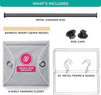 HOLDN’ STORAGE - 4 Shelf Hanging Closet Organizer with Metal Rod - Bamboo Inserted, Holds up to 24 pounds - 24” W x 12” D x 29.5”H - Perfect for College Dorms & RV Hanging Organizer