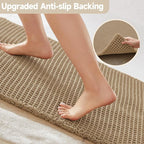 Waffle Runner Rug Bathroom, Long Boho Bathroom Rugs Non Slip Washable Super Absorbent Quick Dry Farmhouse Bath Decor, 60"x24" / 5'x2' Khaki