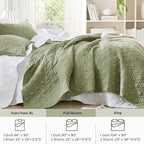 Comfort Spaces Queen Quilt Set Modern Reversible Diamond Coverlet Queen Bedding Set Cozy Quilted Winter Layer, All Season Lightweight Soft Queen Size Quilt, Kienna, Full/Queen Olive Green3 Piece