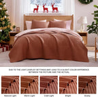 WRENSONGE Queen Quilt-3 Pieces Lightweight Autumn Leaf Fall Bedspreads Queen Size Quilt Bedding Set for All Season, Soft Coverlet with 2 Pillow Shams Suitable for Bed & Couch