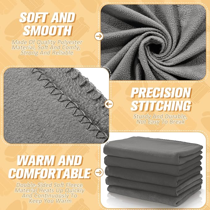 Newwiee 15 Pack Fleece Blankets Bulk 50 x 60 Inch Double Sided Ultra Soft Fleece Throw Blankets Bulk Lightweight Warm for Airplane Home Office Wedding Gifts Outdoor Use (Gray)