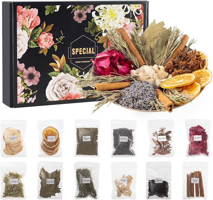 Valentines Day Simmering Potpourri for Every Season with 12 Pcs Different Varieties Dried Fruits and Spices Holiday Simmer Pot Kits for Home Fragrance for Mothers, Teachers, Boy and Girl