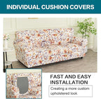 KRFOONN 4 Piece Printed Sofa Couch Cover for 3 Cushion Couches Stretch Sofa Slipcovers with 3 Separate Seat Cushion Covers Washable Furniture Protector with Elastic Bottom (Sofa, 53)