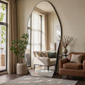 Antok Full Length Mirror, 76"x36" Floor Mirror with Stand, Standing Hanging Leaning Irregular Mirrors for Bedroom Living Room Entryway, Wavy Shaped, Black