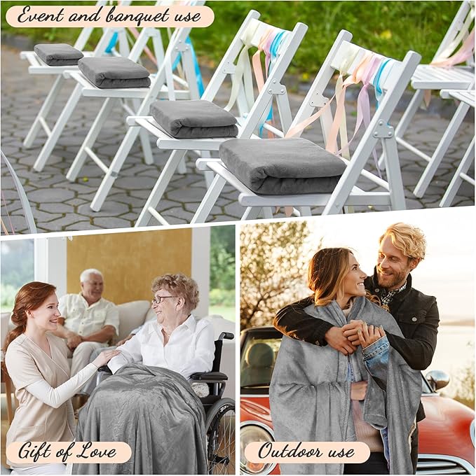 Tinideya 6 Pcs Flannel Fleece Throw Blanket Bulk 50 x 60 Inch Soft Fleece Blanket Warm Throw Blanket Coral Blankets for Couch Sofa Home Wedding Gifts Season (Light Gray)
