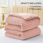 BEDELITE Fleece King Comforter Set -Super Soft & Warm Fluffy Dusty Pink Bedding, Luxury Fuzzy Heavy Bed Set for Winter with 2 Pillow Cases