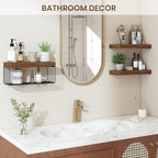 Bathroom Floating Shelves for Wall,16 inch Wall Mounted Floating Shelf Toilet Organizer and Storage,Small Farmhouse Decor Shelf,Rustic Brown,Set of 3