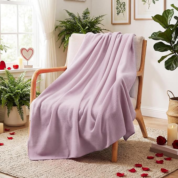 Shimeyao 24 Packs Fleece Throw Blanket Soft Warm Lightweight Fleece Blanket Cozy Throw Bulk for Home Bed Couch Sofa Office Wedding Gifts Suitable for Seasons, 50 x 60 Inches(Light Purple)