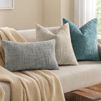 decorUhome Spring Teal Chenille Throw Pillow Covers 20x20 Set of 2 Textured Soft Cozy Slubby Couch Pillow Covers Modern Farmhouse Boho Decorative Pillow Cases for Bed Sofa Living Room