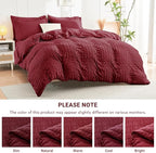 HYMOKEGE Burgundy Twin Comforter Set Seersucker 5 Pieces, All Season Luxury Bed in a Bag for Bedroom, Bedding Set with Comforters, Sheets, Pillowcase & Sham