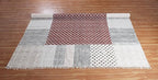 Area Rug 5x7 Kilim Rug Brown & Beige Cotton Dhurrie Geometric Design 0.19 inches Stone Easy Washable Rug Hand Wash Cotton Carpet Flatweave Rug Indoor Outdoor Rugs for Living Room, Bedroom