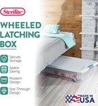 Sterilite 4-Pack Latching Box, Under Bed Storage Bins with Lids, Clear Plastic, 56 Quart - Heavy-Duty Organizing Containers for Closet, Bathroom, and Office