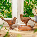 Sungmor Cast Iron Bird Statues Set of 2, Vintage Animal Collection Figurines, Home Office Table Decor, Paperweight, Doorstop, Garden Lawn Cute Ornament, Rust Finish