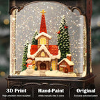 Church Snow Globe Christmas Decorations Gifts Snowman Cabin Cardinal Tree USB/Battery Timer Music Glitter Snowfall Lantern 10.2 inch