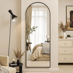 Full Length Mirror, 59"x19" Arched Full Body Mirror, Oversized Floor Mirrors, Leaning Free Standing Mirrors, Hanging Mounted Large Mirrors for Bedroom Dressing Room, Cloakroom, Black