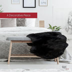 Silky Soft Faux Fur Rug, 2 ft. x 4 ft. Black Fluffy Rug, Made in France, Sheepskin Area Rug, Shaggy Rug for Living Room, Bedroom, Kid's Room, or Nursery, Home Décor Accent with Non-Slip Backing
