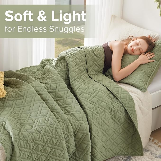 Comfort Spaces Twin Quilt Set Modern Reversible Diamond Coverlet Twin Bedding Set Cozy Quilted Winter Layer, All Season Lightweight Soft Twin Size Quilt, Kienna, Twin/Twin XL Olive Green 2 Piece