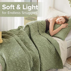 Comfort Spaces Twin Quilt Set Modern Reversible Diamond Coverlet Twin Bedding Set Cozy Quilted Winter Layer, All Season Lightweight Soft Twin Size Quilt, Kienna, Twin/Twin XL Olive Green 2 Piece