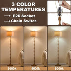 63.5'' Floor Lamps for Living Room, Farmhouse Floor Lamp for Bedroom with 3 Color Temperatures, Vintage Standing Lamps for Living Room, Living Room Light, Chain Switch, Bulb Included, Brown