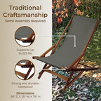 BYER OF MAINE Pangean Glider Chair – Folding Wood & Canvas Chair – Portable Outdoor Chair for Porch, Patio, or Beach in Granite