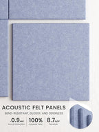 Bumusty Large Cork Board 36" x 24" Alternative - 6 Pack Felt Wall Tiles with 40 Safe Removable Adhesive Tabs, 30 Pushpins, Cork Boards for Walls Pin Board Bulletin Board Office Decor (Soft Periwinkle)