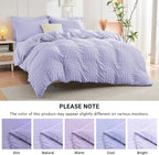 HYMOKEGE Light Purple King Size Comforter Set Seersucker 7 Pieces, All Season Luxury Bed in a Bag for Bedroom, Bedding Set with Comforter, Sheets, Pillowcases & Shams