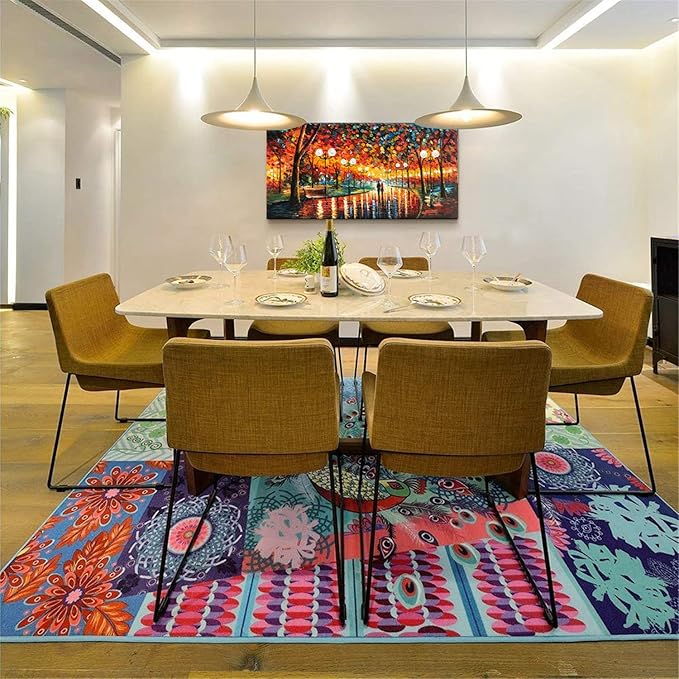 Alenoss Modern Oil Paintings on Canvas Large Wall Art 24x48 Inches Romantic Abstract Paintings Contemporary Art Colorful Artwork Wall Decor for Bathroom Living Room