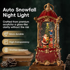 Christmas Snow Globe Lantern with Santa Claus – Vintage 8 Songs Musical Box, Automatic Snowfall, Led Light, USB or Battery Powered,for Christmas Festival Home Fall Decoration Gifts, Red