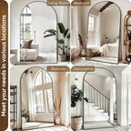 Antok Full Length Mirror, 86"x46" Oversized Floor Mirror Freestanding, Full Body Mirror Floor Standing Mirrors with Stand, Hanging Mounted Mirrors for Living Room Cloakroom,Black,Arched Style