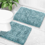 Yimobra Toilet Rugs U Shaped Washable, Extra Thick Soft Absorbent Chenille Contour Bathroom Rugs for Toilet 24x20 Inch, Quick Dry Non Slip Toilet Mat for Bath Floor, Greyish Blue