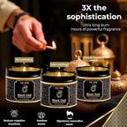 Black Oud Candle Highly Scented Soy Candel Natural Non Toxic Velas Aromáticas Gift for Men 5Oz Decorative Tin Jars with Lids Pack of 3