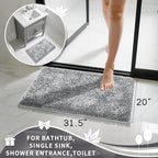 Yimobra Chenille Bathroom Rugs Non Slip, Extra Thick Soft Absorbent Bath Rug 31.5x20 Inch, Machine Washable Quick Dry Bath Mat for Bathroom Floor, Tub and Shower, Home Decor Accessories, Light Grey
