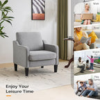 VINGLI Accent Chairs for Living Room Mid Century Modern Chair Sofa Chair Upholstered Arm Chair with Scooped Arms for Bedroom, Apartment, Office, Studio, Waiting Room, Play Room