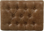 HomePop Home Decor | Upholstered Tufted Faux Leather Ottoman Bench| Ottoman Bench for Living Room & Bedroom | Decorative Home Furniture (Distressed Brown Faux Leather) Small