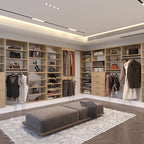 Modular Closet, 64" Wide Organizer with Tower & Drawers, Wood Tower Storage for Walk-In Closets, Wall Mounted Wardrobe Organizer