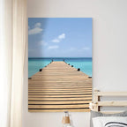 Renditions Gallery Canvas Nature Wall Art Modern Paintings & Prints Decor Sunny Endless Ocean Dock Glam Romantic Wall Hanging Artwork for Bedroom Living Room Office Kitchen - 18"x27" LT06