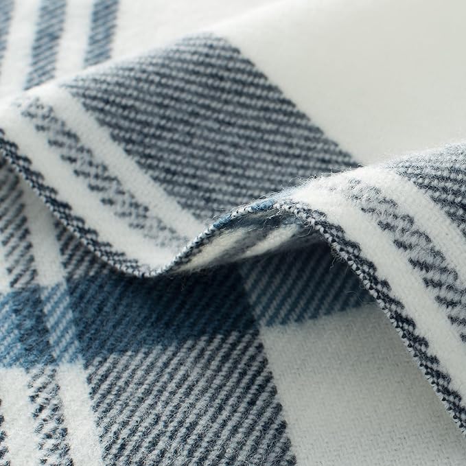 Blue and White Plaid Throw Blanket for Couch,50"X60" Super Soft Cozy Warm Home Decorative Throws with Tassels for Bed Sofa Picnic