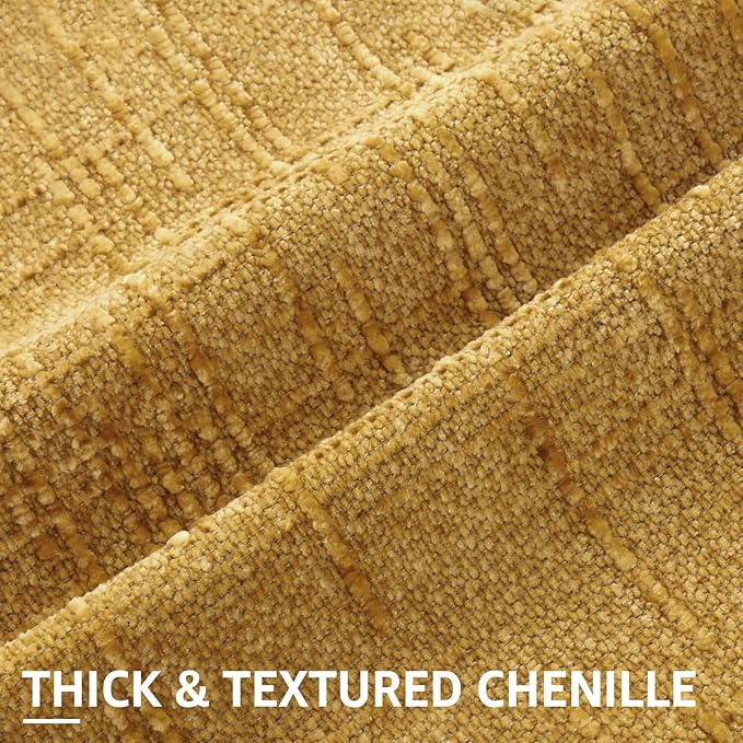 decorUhome Spring Mustard Yellow Chenille Throw Pillow Covers 18x18 Set of 2 Textured Soft Cozy Slubby Couch Pillow Covers Modern Farmhouse Boho Decorative Pillow Cases for Bed Sofa Living Room