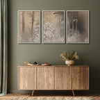 MUDECOR Framed Wall Art Print Set Neutral Forest Landscape Beige and Gray Watercolor Illustrations Realism Decorative for Living Room, Bedroom, Office - 16"x24"x3 White