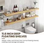 72 inch Floating Shelves for Wall, 12 Inch Deep Floating Shelf, Hanging Shelf with Invisible Brackets, Rustic Wooden Wall Shelves for Bathroom, Bedroom, Living Room,Farmhouse Set of 1,Natural