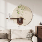 3D Textured Neutral Abstract Wall Art with Vase, Modern Minimalist Round Paintings Artwork for Walls, Boho Cream Geometric Wall Decor for Living Room, Hallway, Dining Room, Bedroom, Office, 24x31 Inch